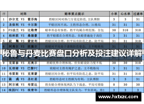 秘鲁与丹麦比赛盘口分析及投注建议详解